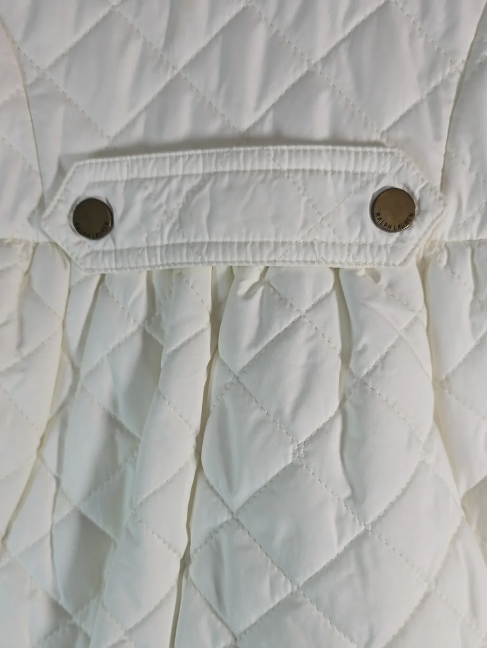 Ralph Lauren Girls' Cream Quilted Puff Jacket with Corduroy Collar